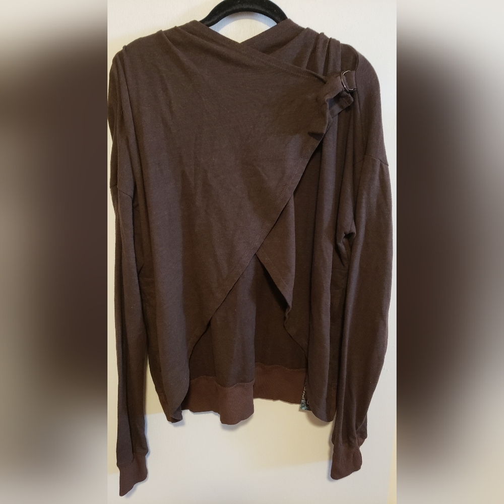 Fresh Laundry Cross Body Jacket Open Front w/ Hoodie and Buckle EmbellishmentNWT